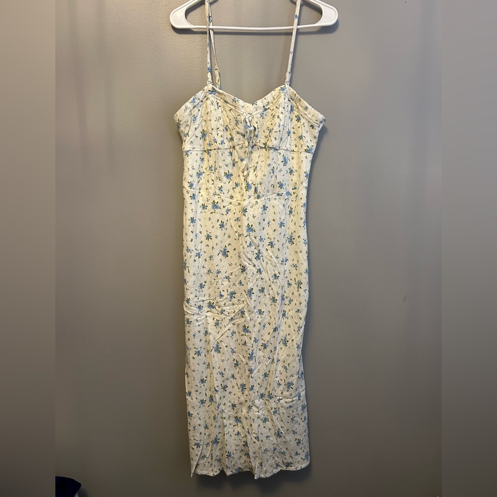 Wild Fable Cream and Blue Floral Midi Dress
